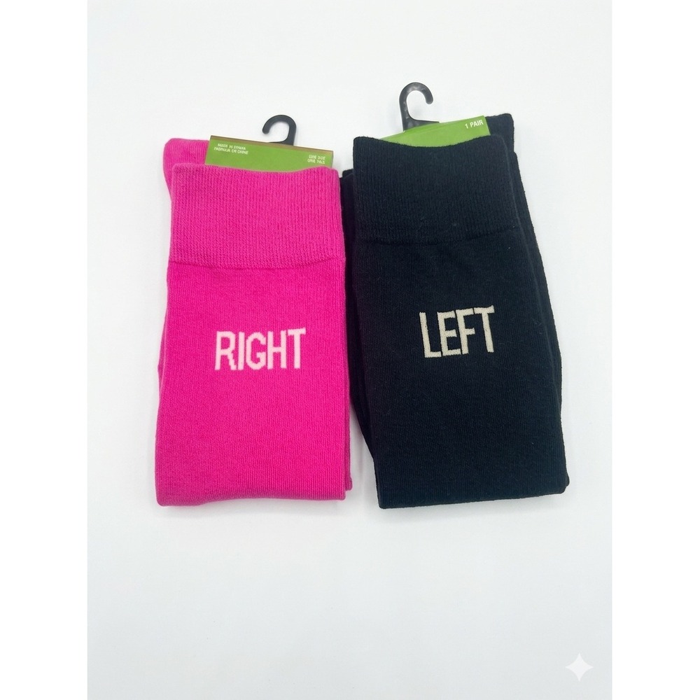 Kate Spade New York Socks Lot 2 Novelty Right Left Pink Black‎ Over Knee NWT